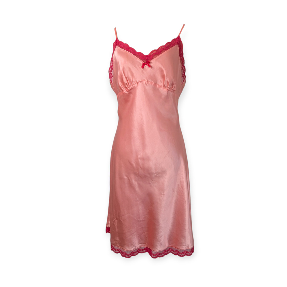 Warm Pink Satin 90s Y2K Slip Dress